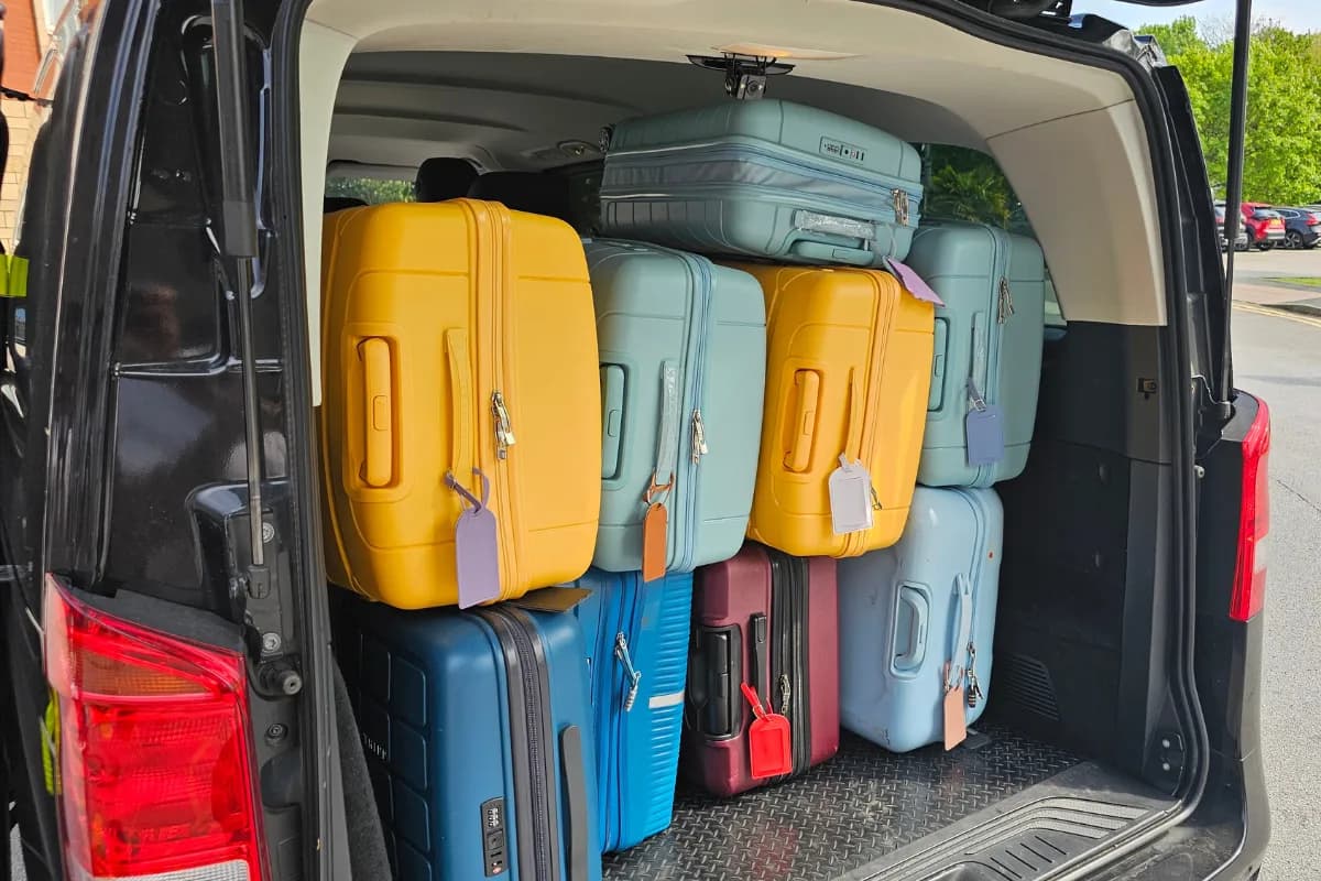Mercedes Vito boot packed with suitcases and luggage
