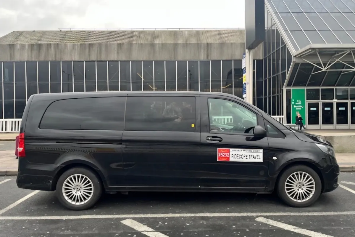 Mercedes Vito at airport terminal departure drop-off